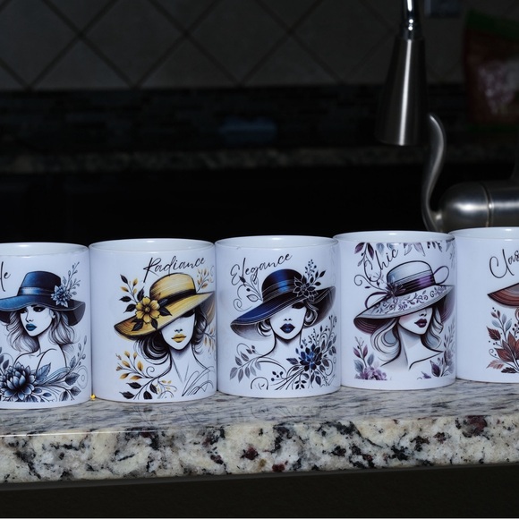 Custom Made Chic Lady with Floral Hat Ceramic Mug (11 oz) - Picture 4 of 5